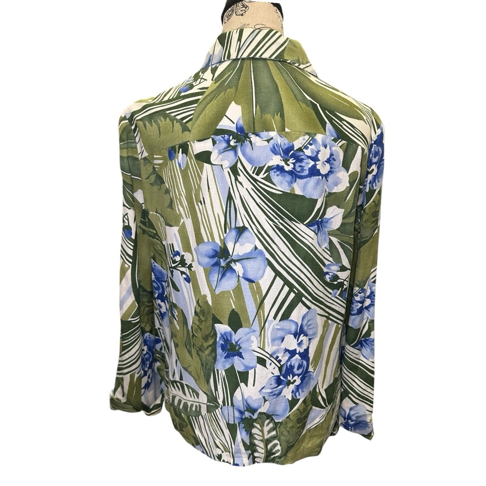Kasper Vintage Floral Button Down Shirt Jacket - Picture 5 of 7